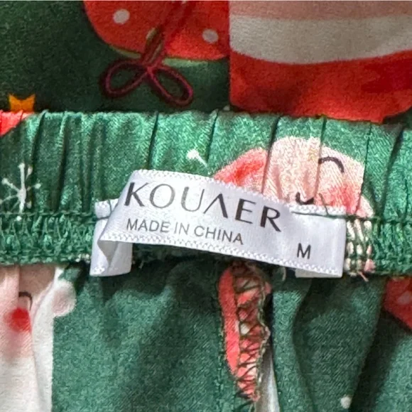 Ekouaer Satin Pajama Set in Green Santa Christmas Print Sz M - Picture 12 of 12